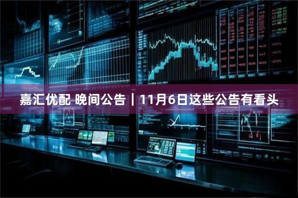 嘉汇优配 晚间公告｜11月6日这些公告有看头